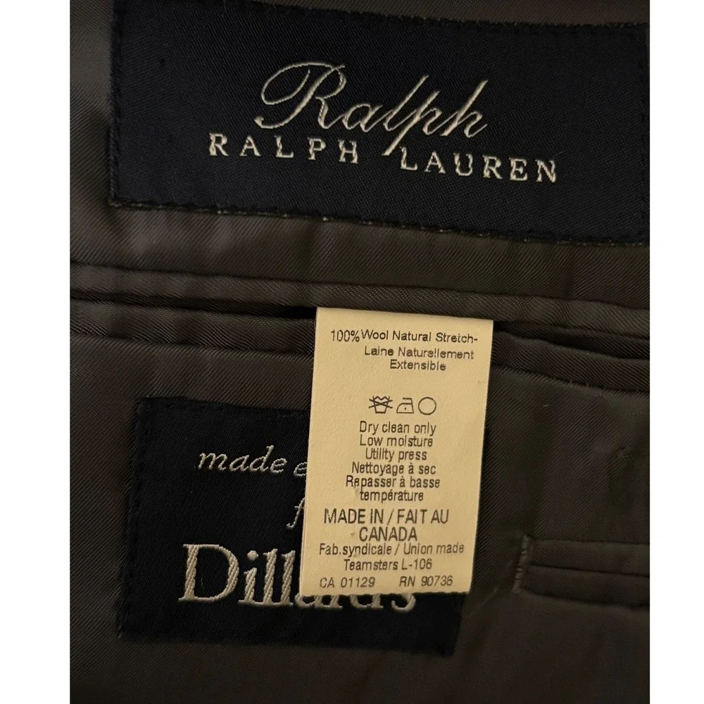 Ralph Lauren Blazer Grey Windowpane Wool 2-Button Professional Old Money 44R